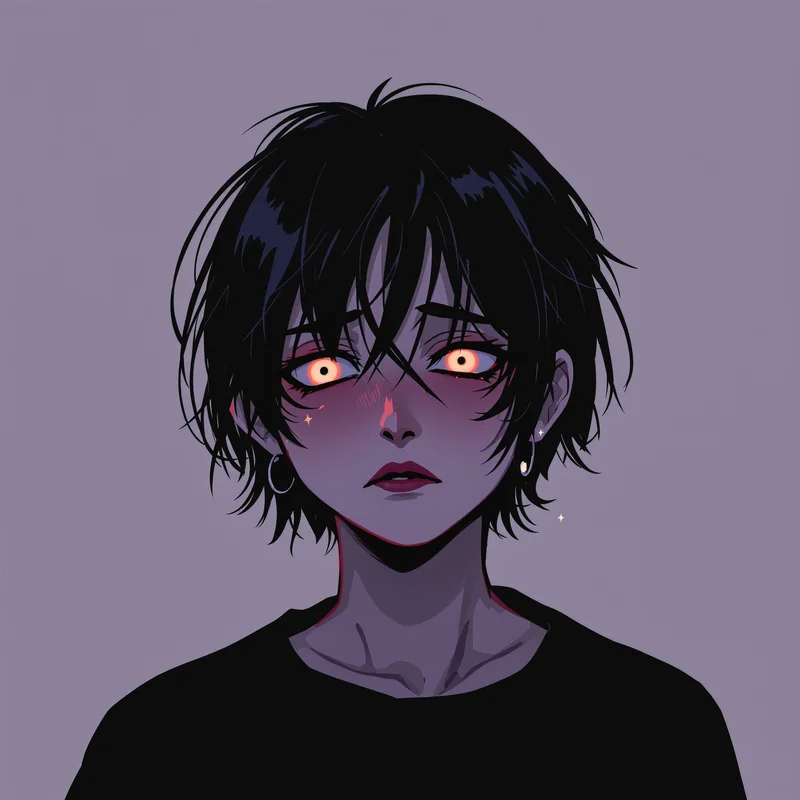 alt emo icon with muted colors for social media avatar