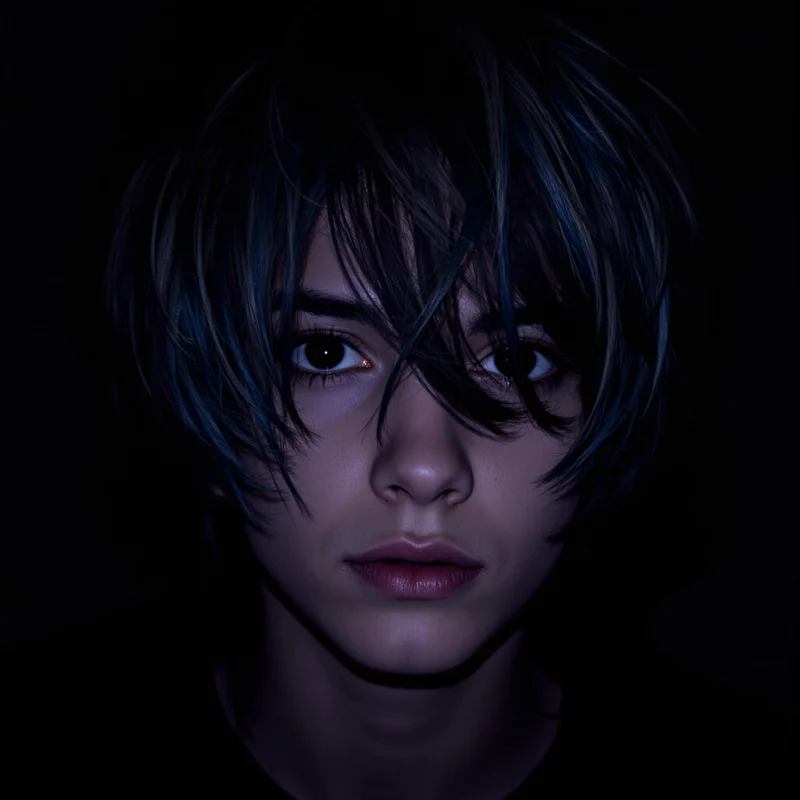 dark emo avatar with muted colors for social media avatar