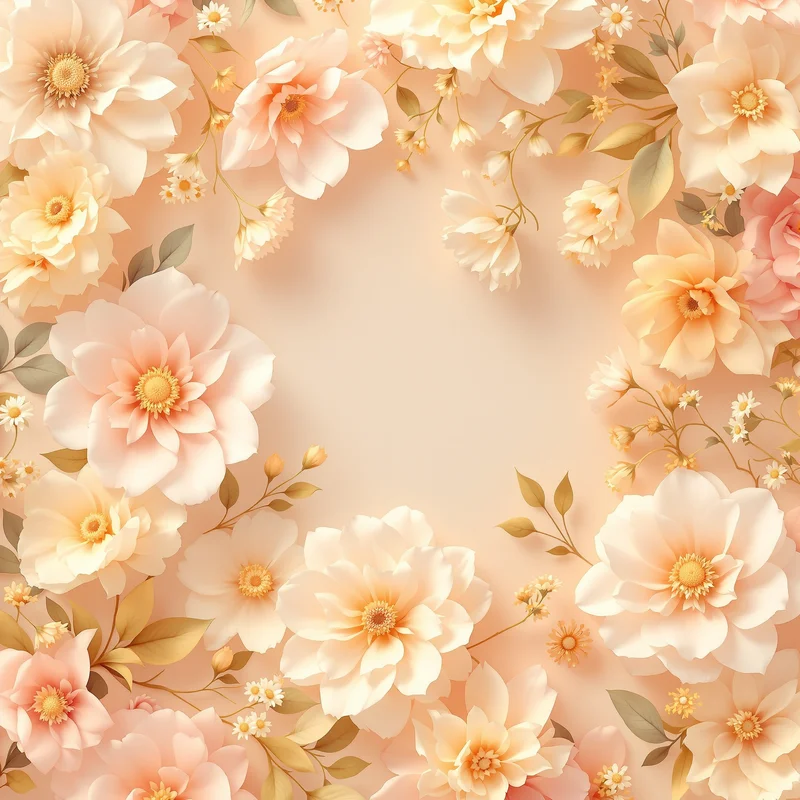 Golden pastel floral background