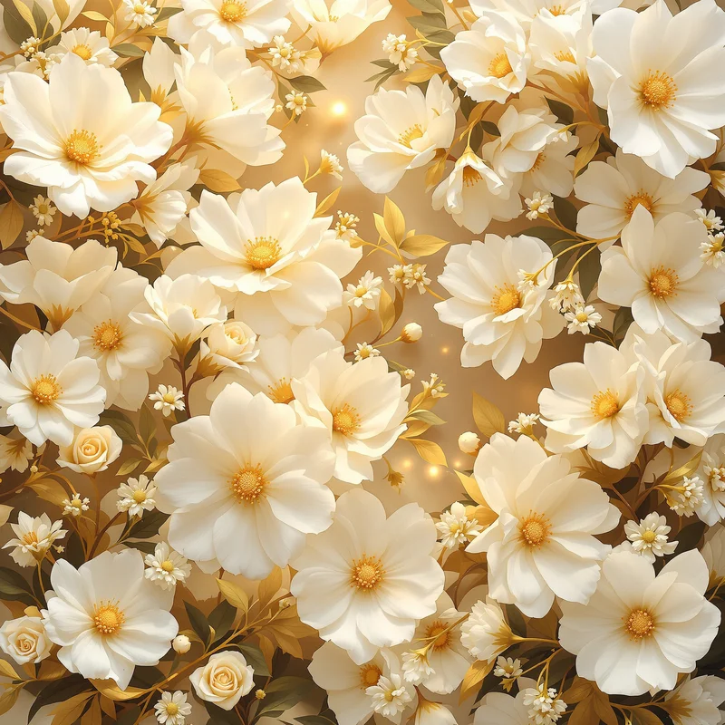 Golden white floral background