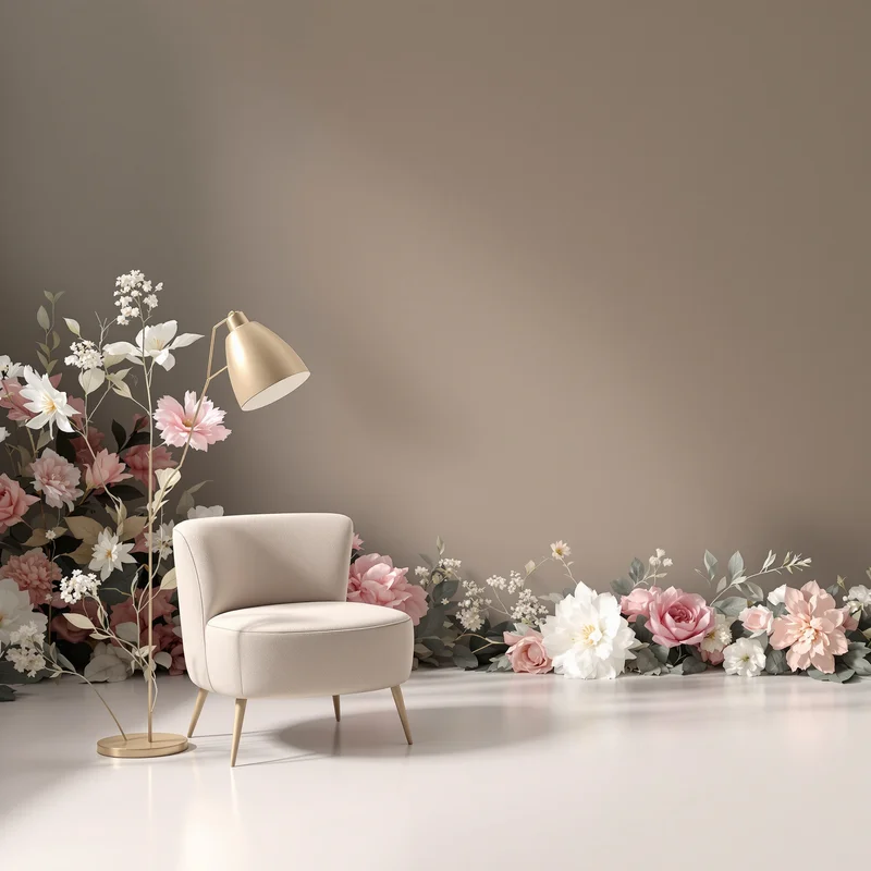 Studio minimal floral background
