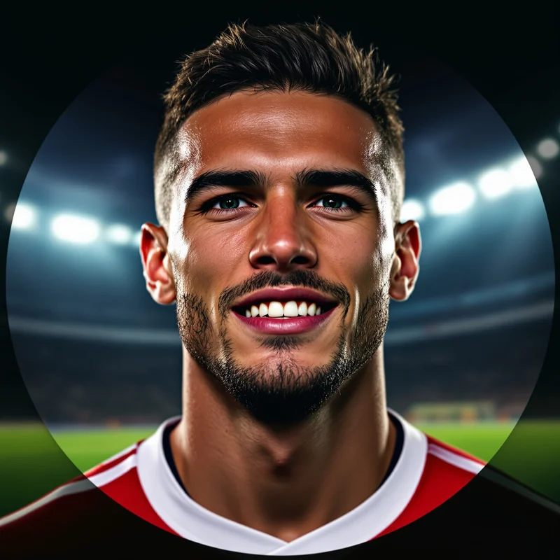 Football avatar profile image with focused expression and clear recognition