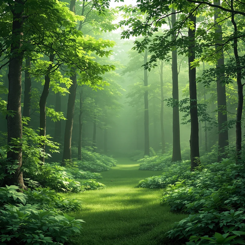 Calm green forest background
