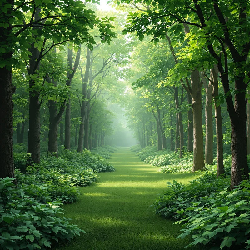 Calm green forest background