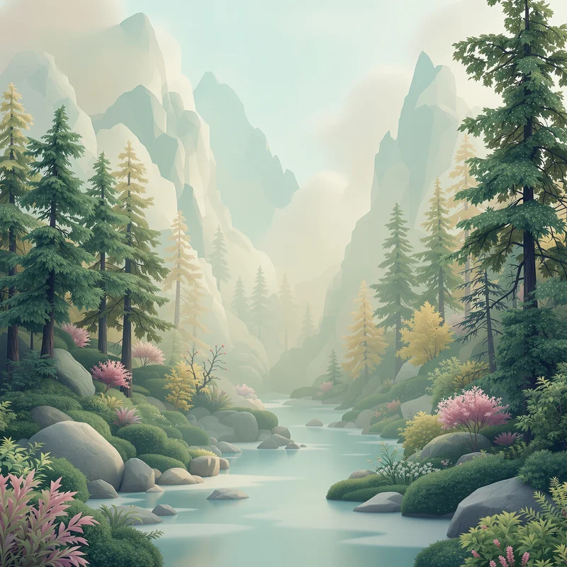 Dreamy layered forest background