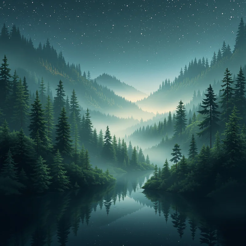 Eternal distant forest background