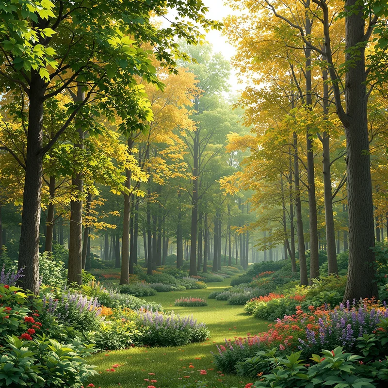 Fresh distant forest background