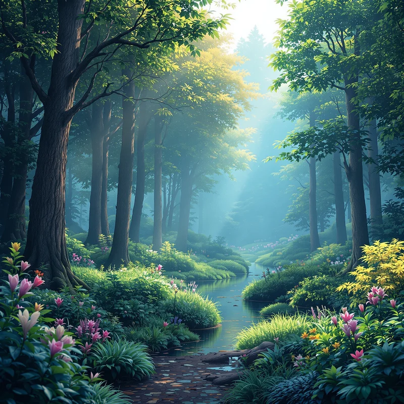 Fresh distant forest background