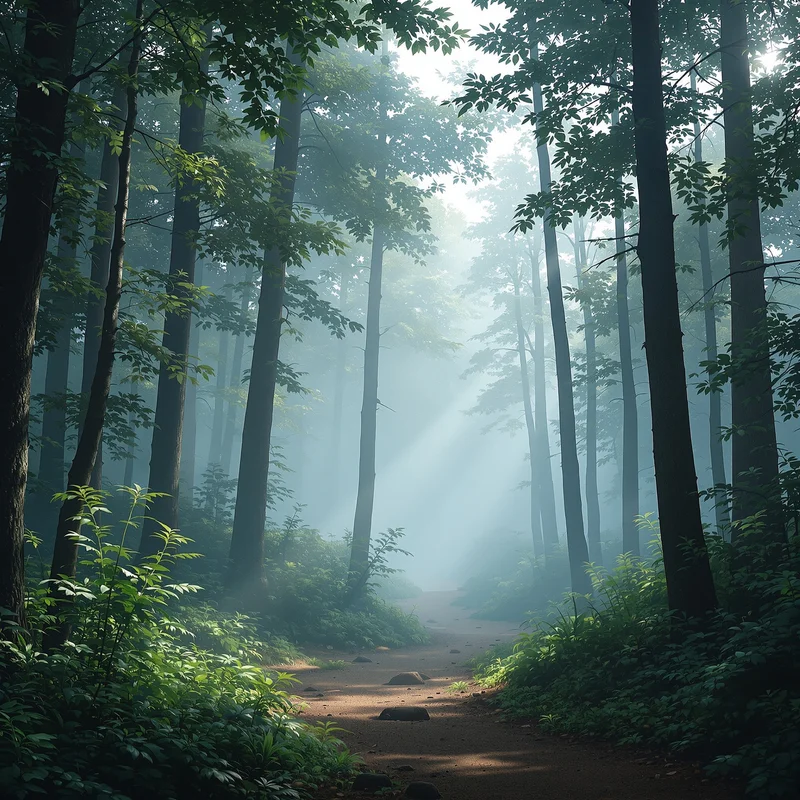 Gentle misty forest background
