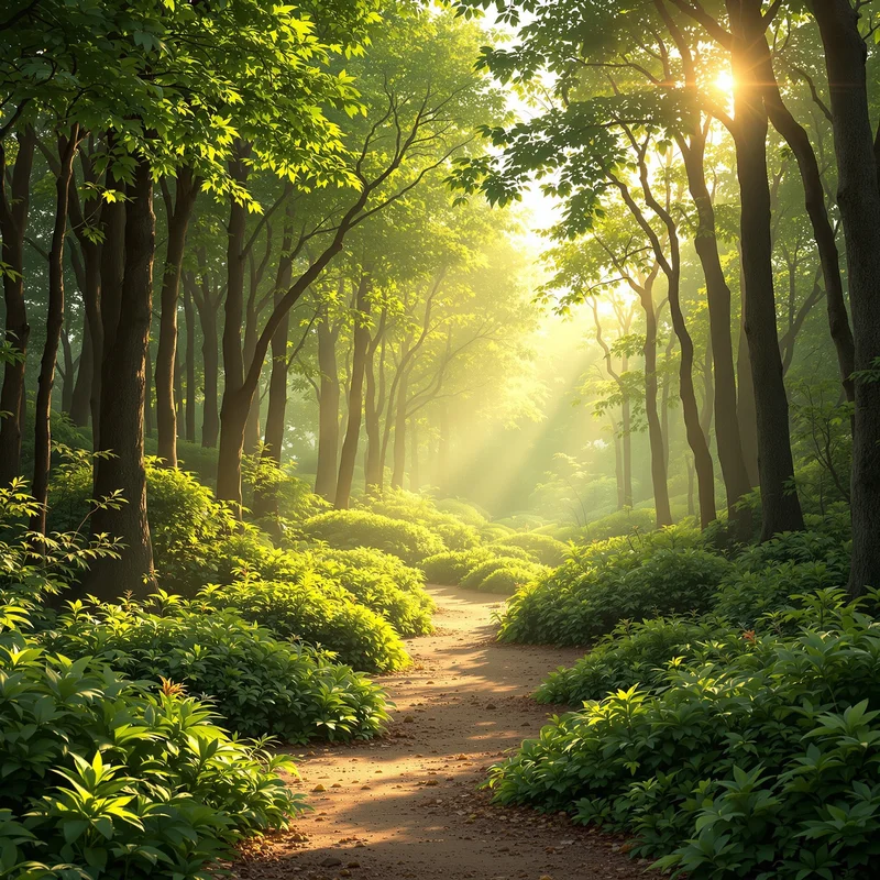 Gentle sunlight forest background