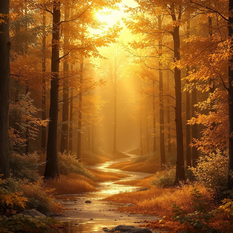 Golden distant forest background
