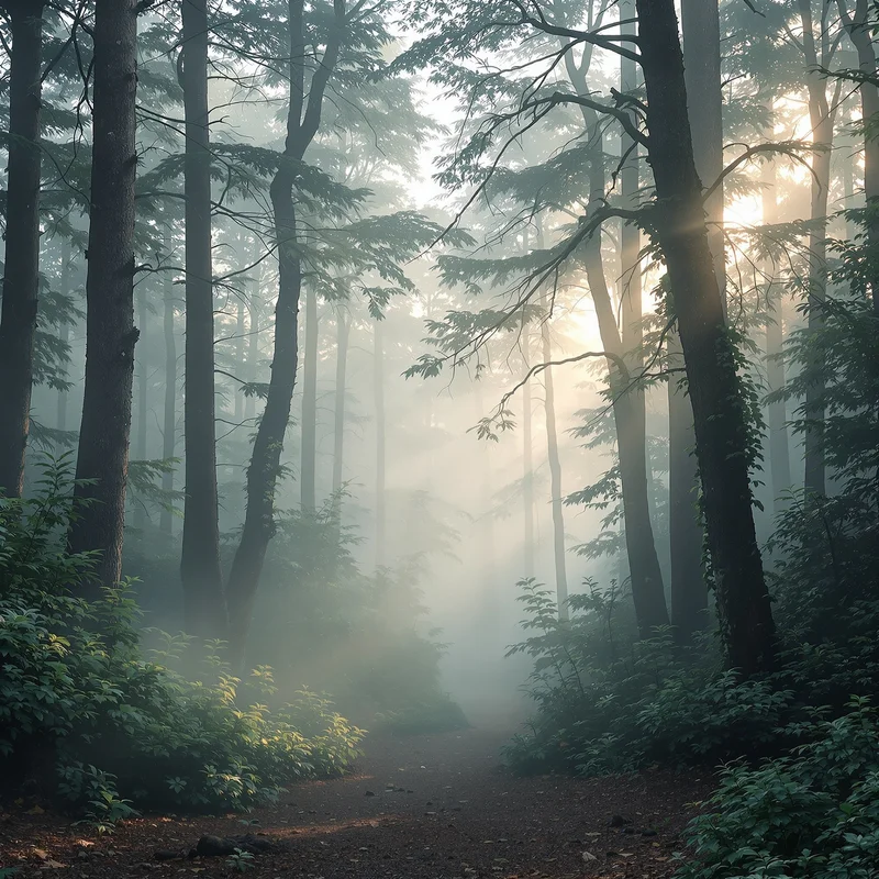 Signature misty forest background