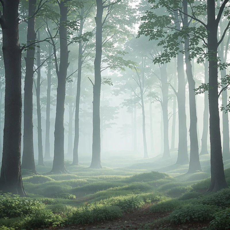 Soft misty forest background