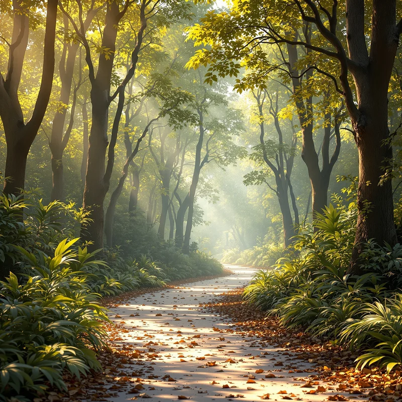 Warm sunlight forest background