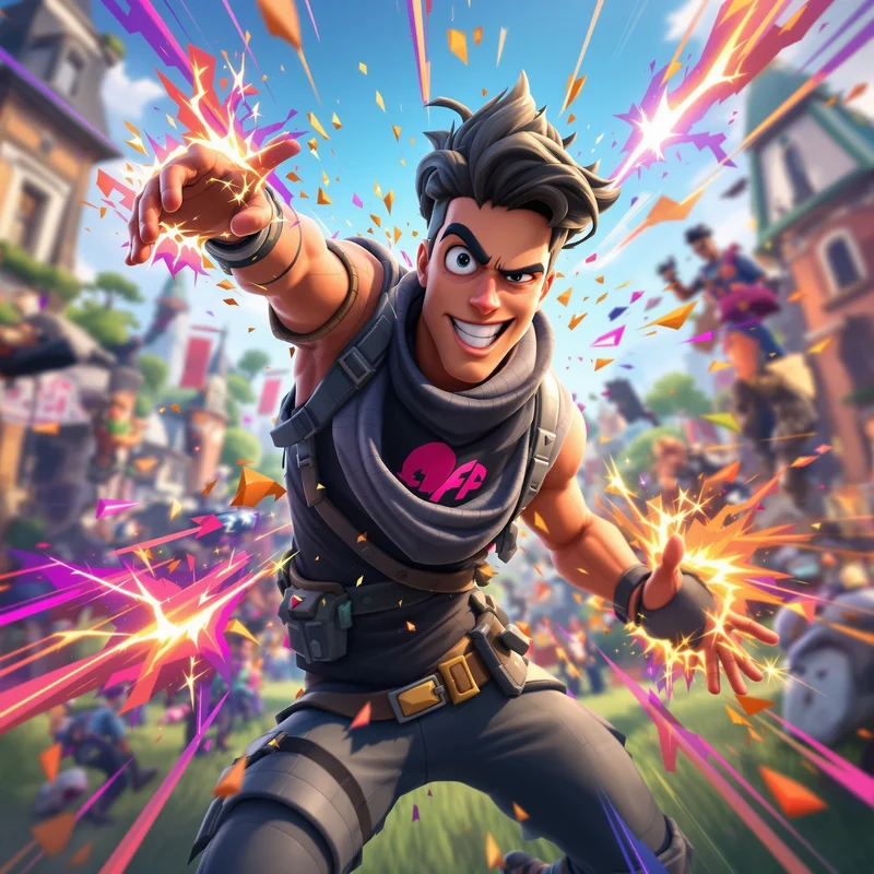 Fortnite PFP with cartoon chaos and bright movement energy
