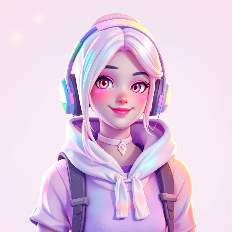 Cute Fortnite PFP with pastel gaming skin and soft glow
