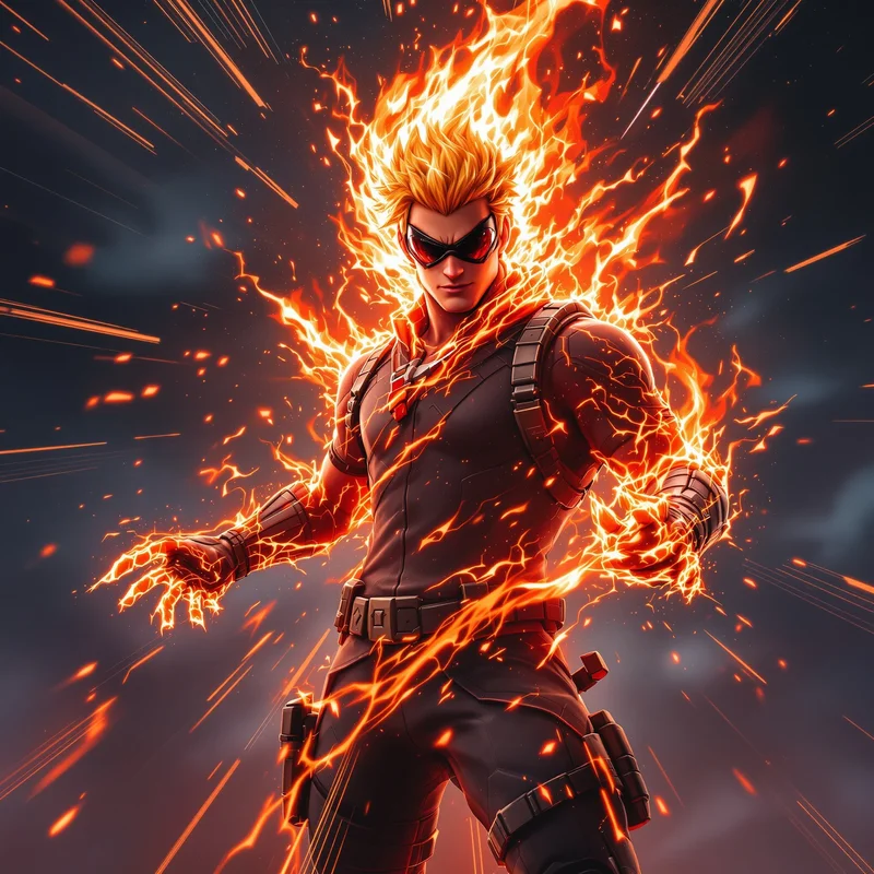 Fortnite PFP with fire edit energy and aggressive motion