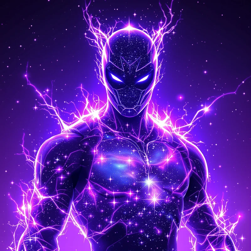 Fortnite PFP with galaxy aura and cosmic purple glow