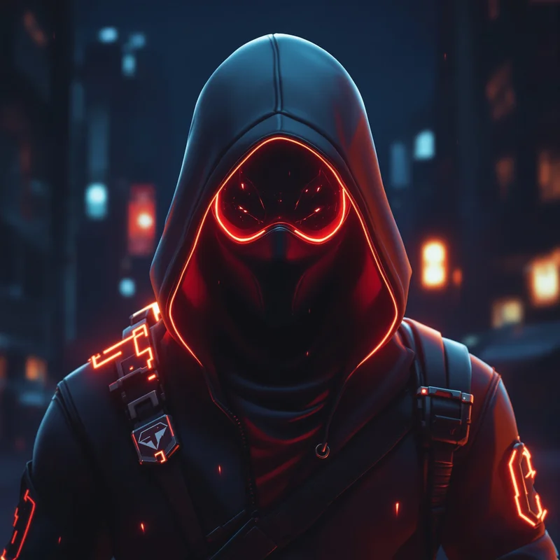 Fortnite PFP with hooded assassin silhouette and dark city mood
