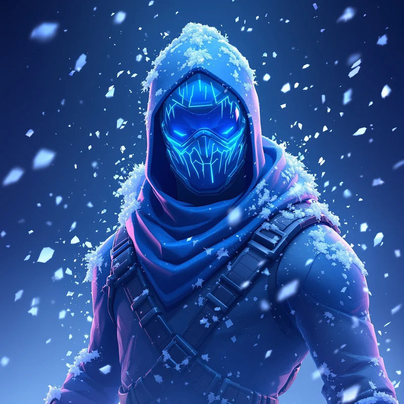 Fortnite PFP with winter snow lighting and icy gamer mood