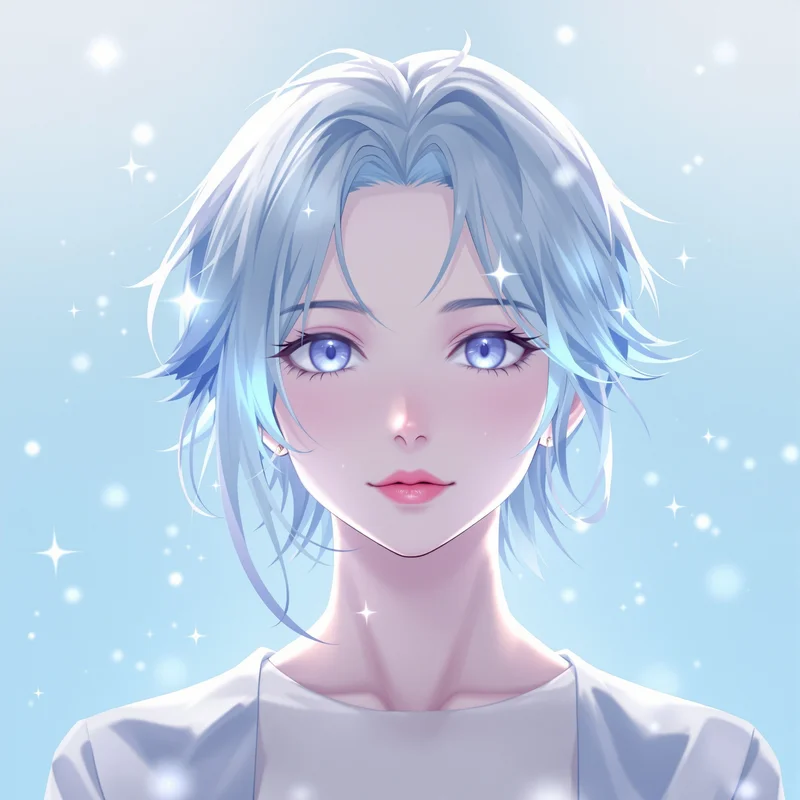 elf mage Frieren anime avatar with soft blue lighting for calm online profile art