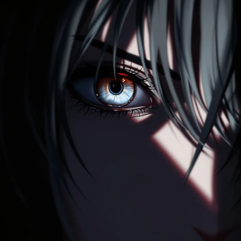 Frieren anime pfp, cold calm, split shadow contrast, clean avatar framing