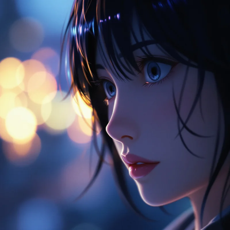 Frieren anime pfp, quiet loneliness, low contrast dusk, clean avatar framing