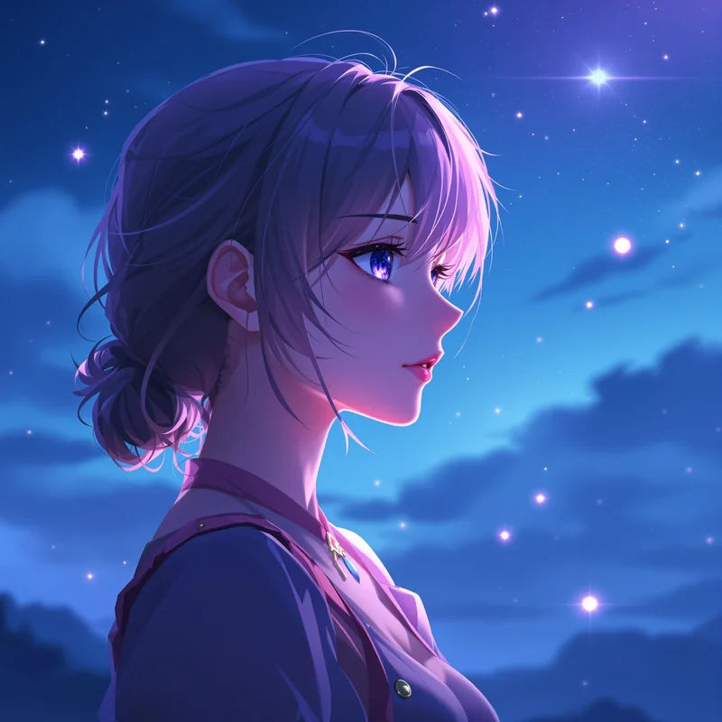 soft Frieren anime portrait with quiet magical mood for calm online profile art