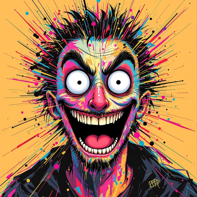 funny PFP portrait with exaggerated face for messaging profile icon