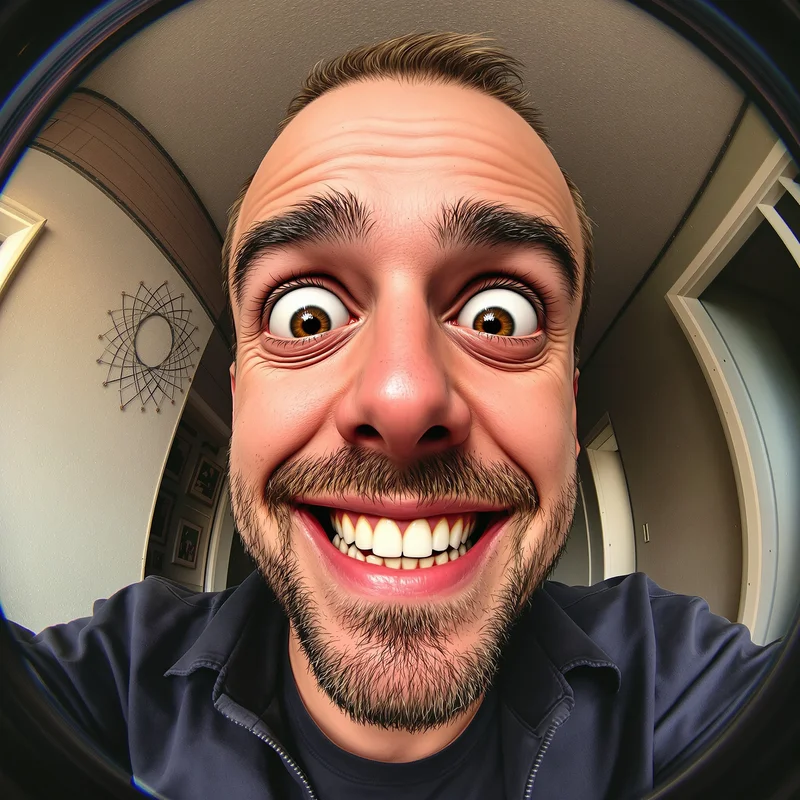 Funny PFP with distorted selfie and fisheye lens