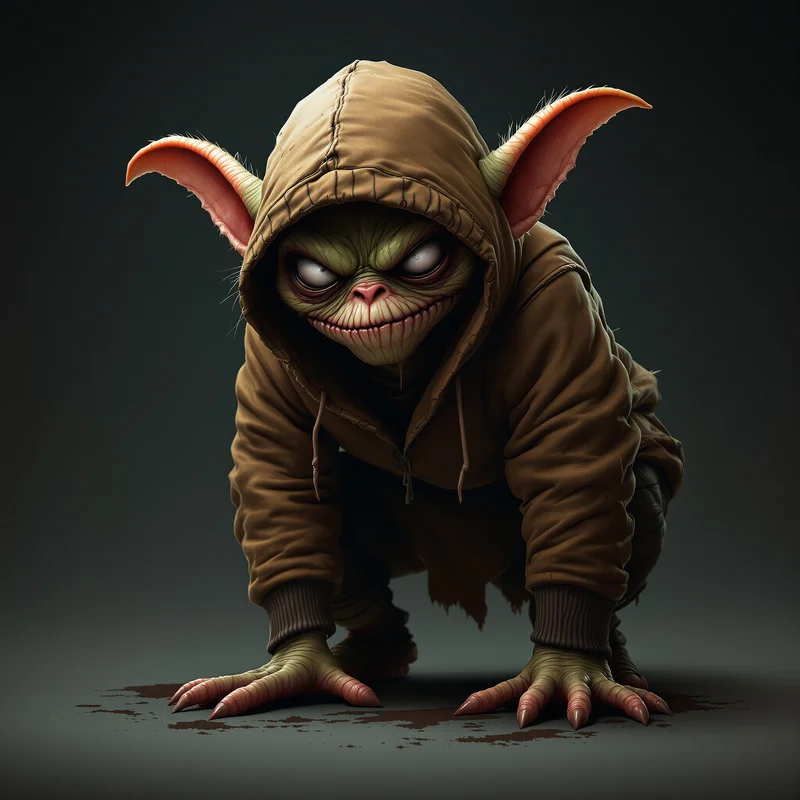 Funny PFP with gremlin hoodie creature atmosphere