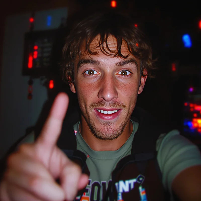 Funny PFP with old Facebook flash selfie energy