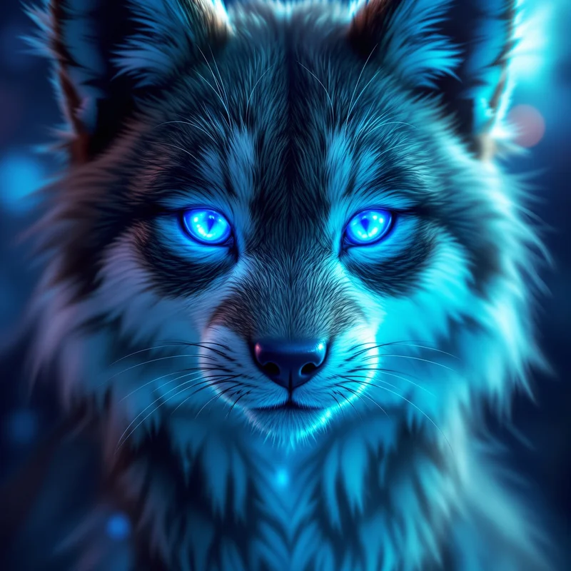 blue aura furry pfp with glowing cinematic energy
