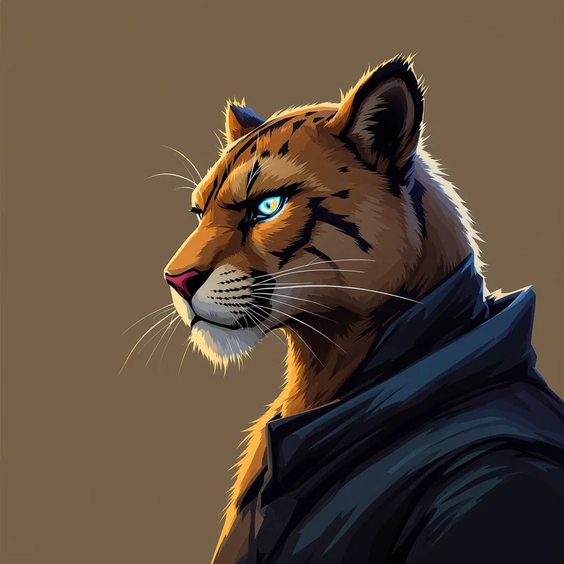 anthro avatar panther PFP with neon rim light