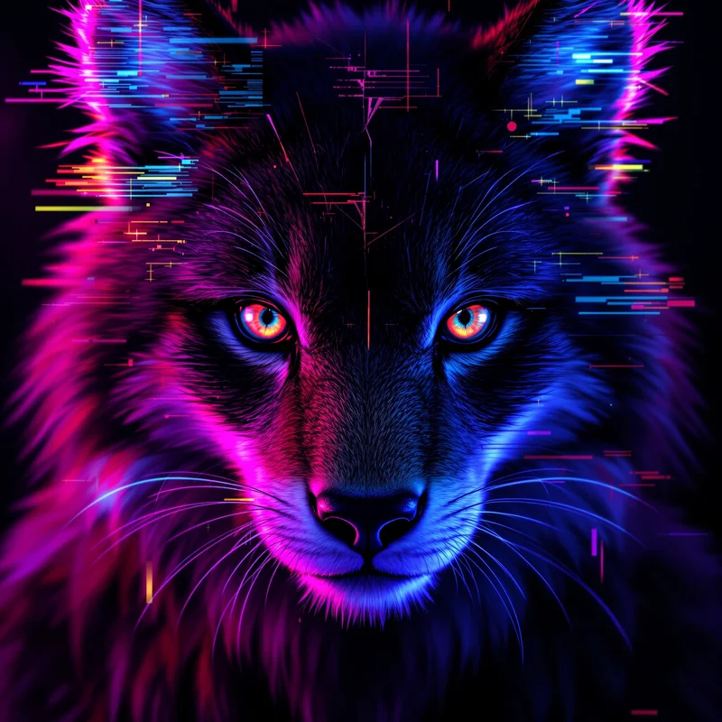 broken glitch furry pfp with cyber distortion