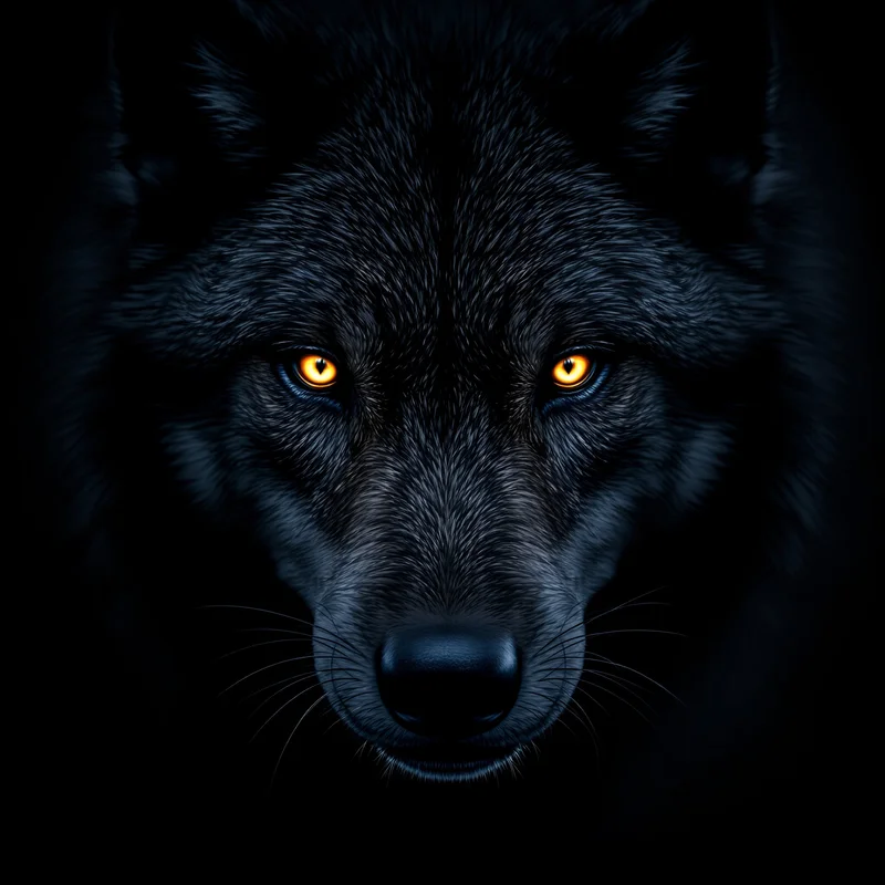 dark wolf furry pfp with glowing mysterious eyes