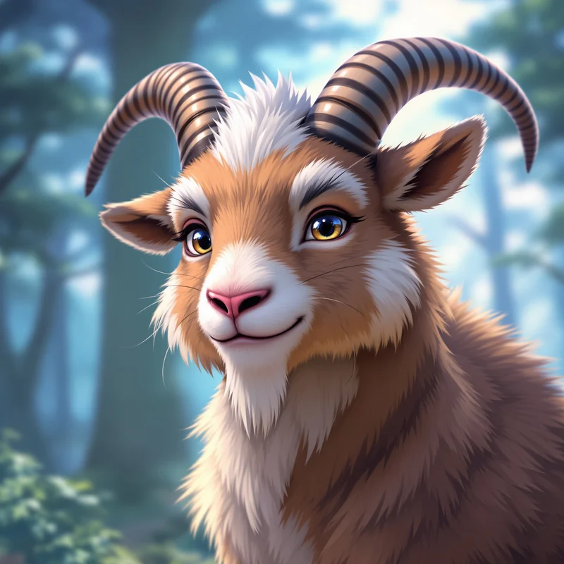 anthro avatar goat PFP with cool blue glow