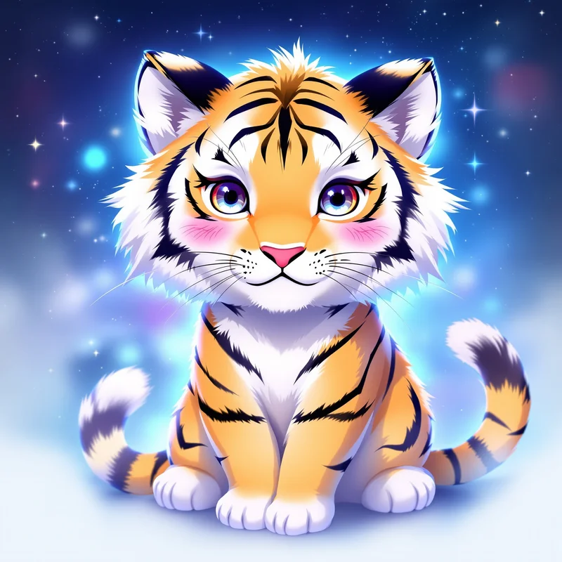 anthro avatar tiger PFP with cool blue glow