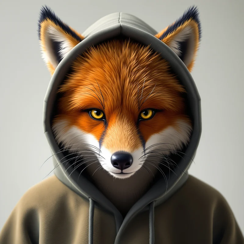 hoodie fox furry pfp with relaxed internet vibe