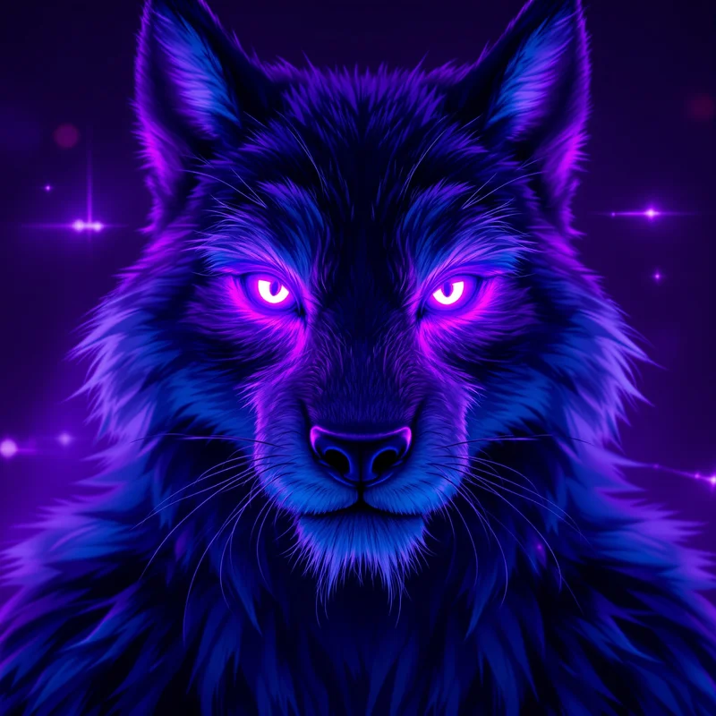 purple neon furry pfp with dreamy cyber lighting