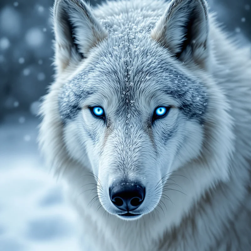 snow wolf furry pfp with icy cinematic atmosphere