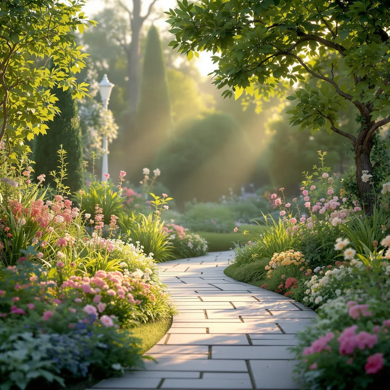 Gentle dawn garden background