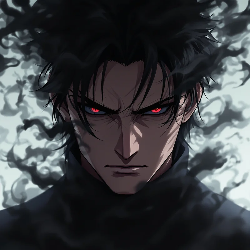 black smoke geto pfp with cursed shadow aura