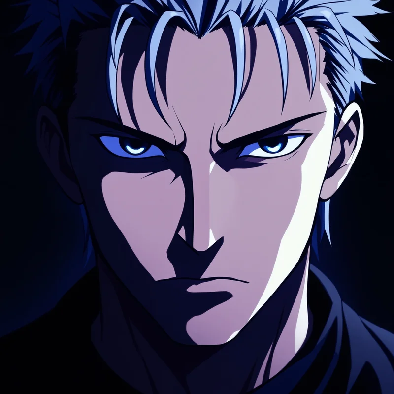 dark blue geto pfp with cold cinematic aura