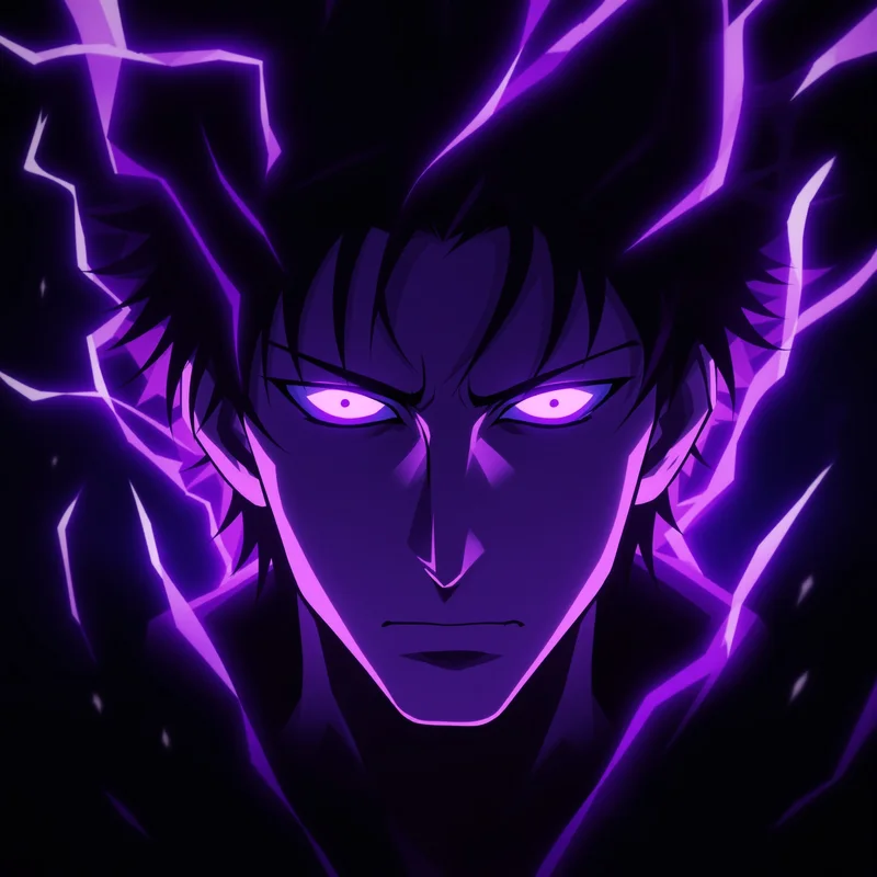 purple aura geto pfp with cursed energy glow