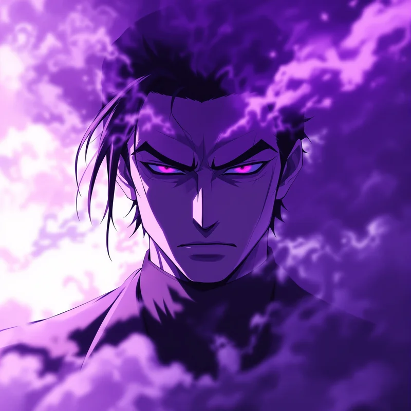 purple smoke geto pfp with cursed haze