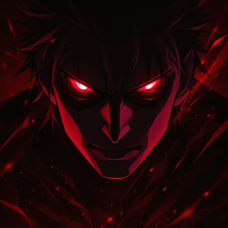 red shadow geto pfp with crimson villain aura