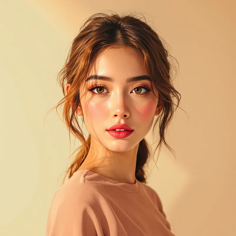 female PFP icon with natural expression for avatar display