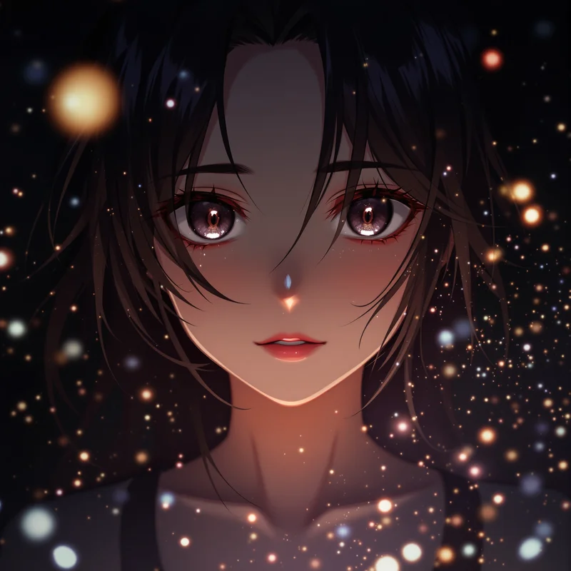 ghost fade anime girl pfp with dark shadows