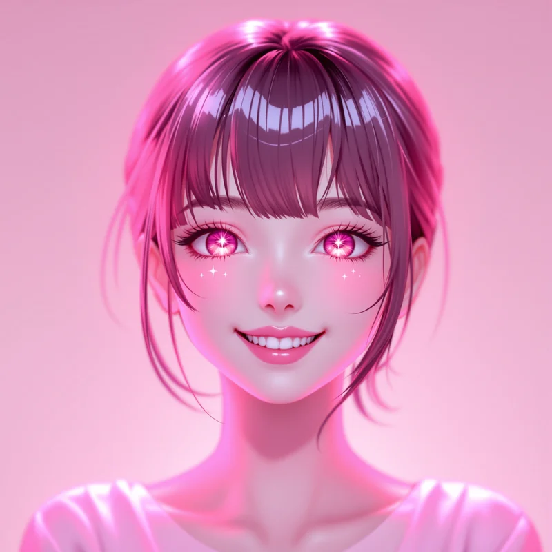cute anime girl pfp with pink glow and sparkles